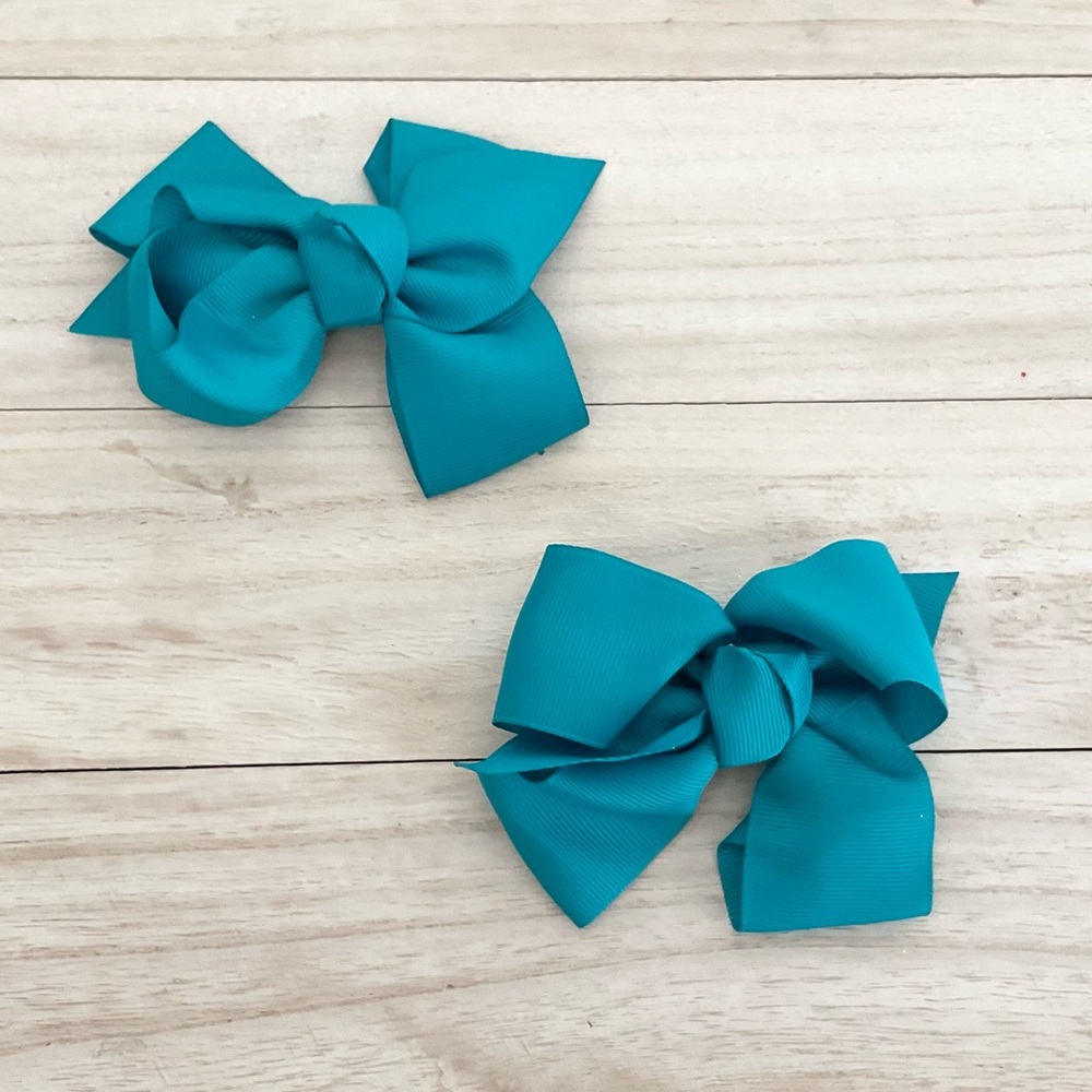 Teal Girls Hair Bow Set Of 2